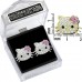 E237 Forever Silv Plated Crystal Kitty W / Bow Earrings102868-Silver